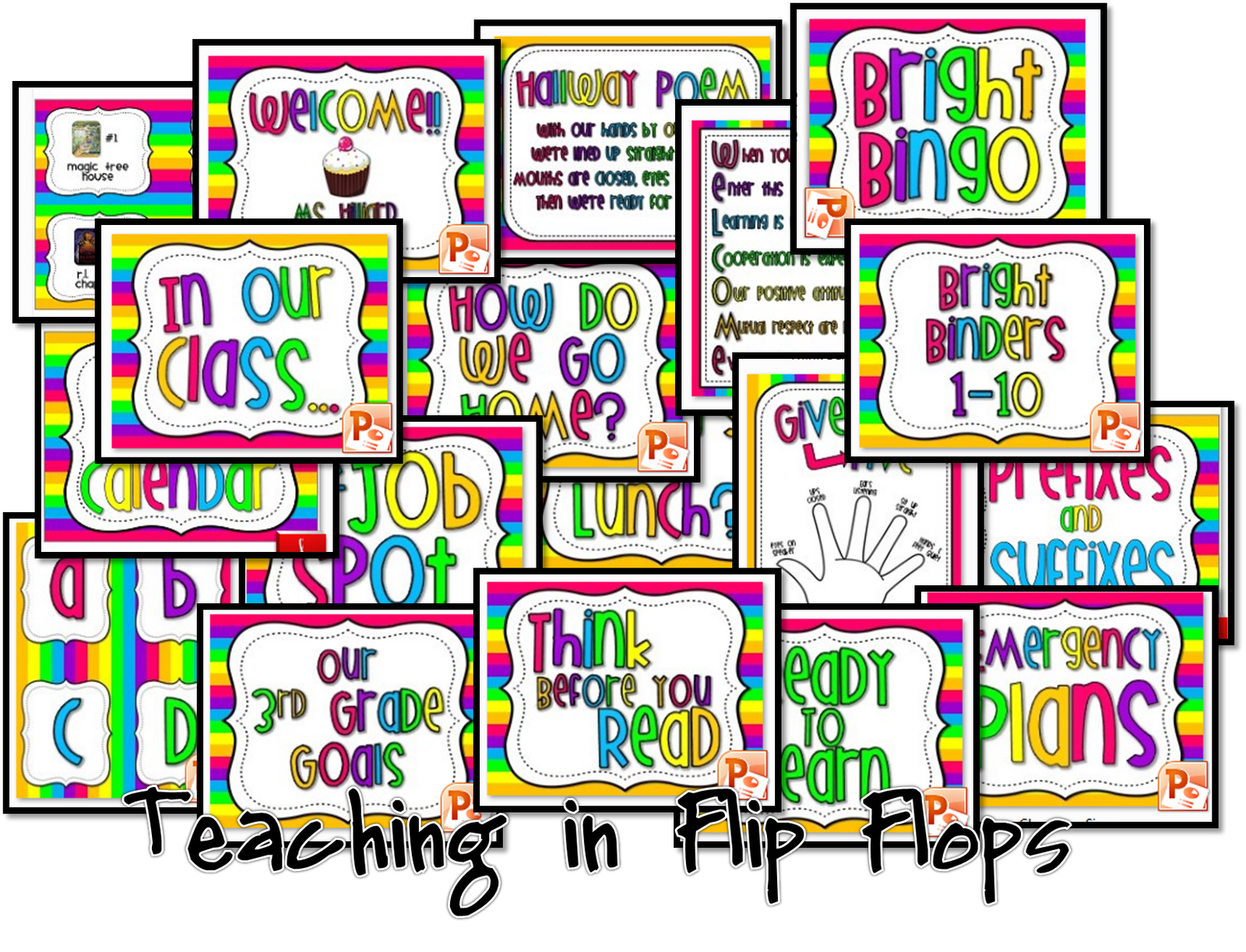 Teaching in Flip Flops: Colorful Classroom, Blank Labels
