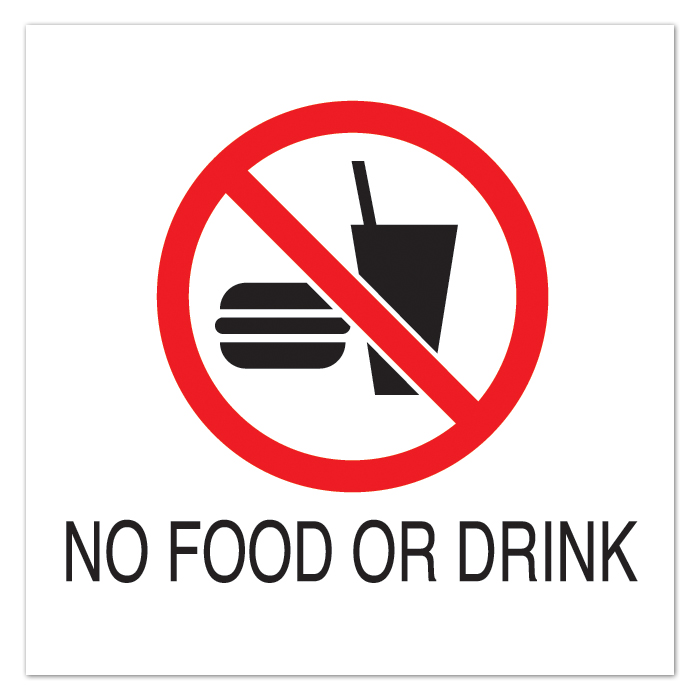10 1/2"H x 10 1/2"W Plastic Sign - No Food or Drink with Symbol ...