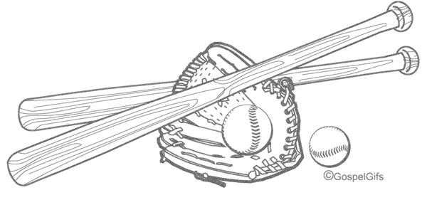 Christian Graphic Image: Baseball, Glove and Bats (B&W)