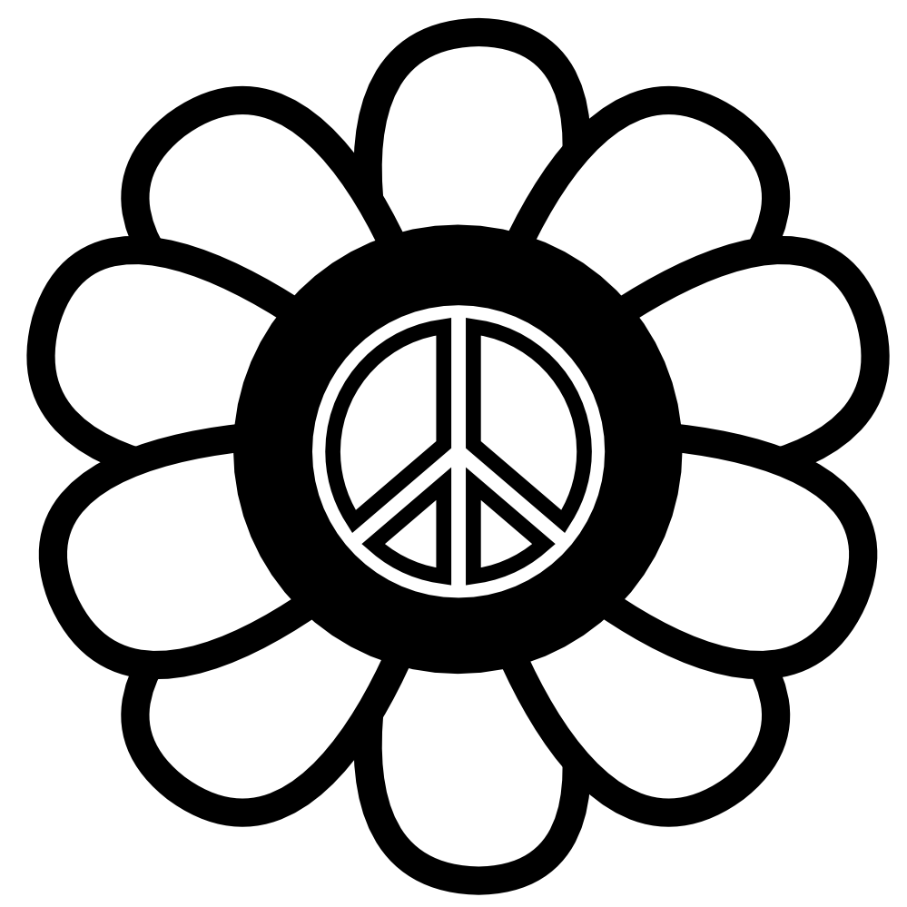 Peace Symbol Peace Sign Flower 124 Black White Line Art Coloring ...