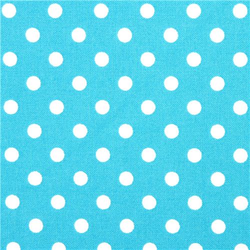 turquoise Michael Miller fabric small white polka dots - Dots ...