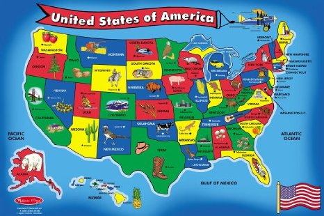 Amazon.com: Melissa & Doug USA Map 51 pcs Floor Puzzle: Melissa ...
