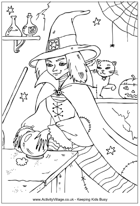 Witch Colouring Pages