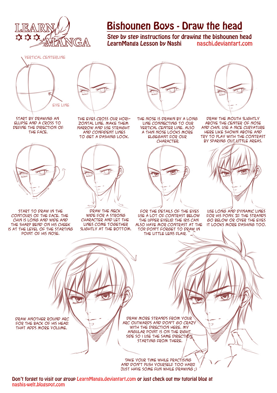 Learn Manga: Bishounen Boys - Draw the head by Naschi on DeviantArt