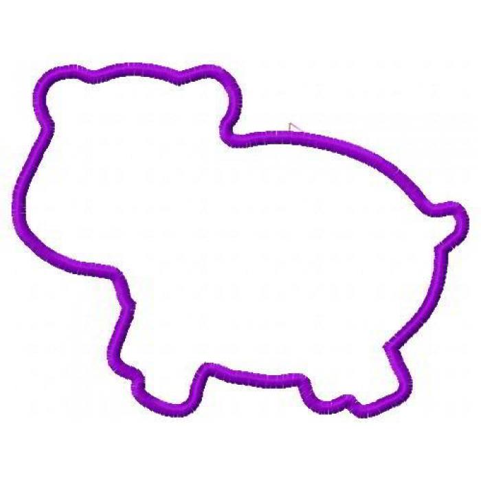 Cute Hippo Silhouette Applique Design