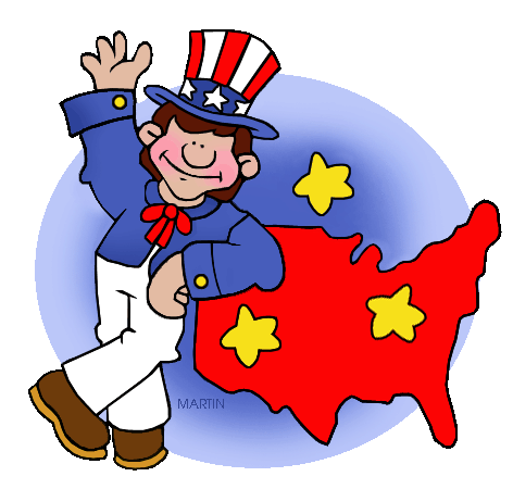 Free Fourth of July Clip Art by Phillip Martin, Uncle Sam and Map