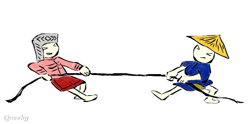 Tug-of-war ← a cartoons drawing by Thomus