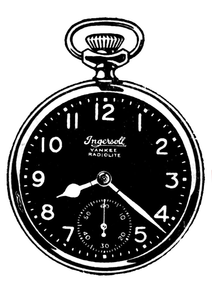 Vintage Clip Art - Black And White Pocket Watches - Cliparts.co