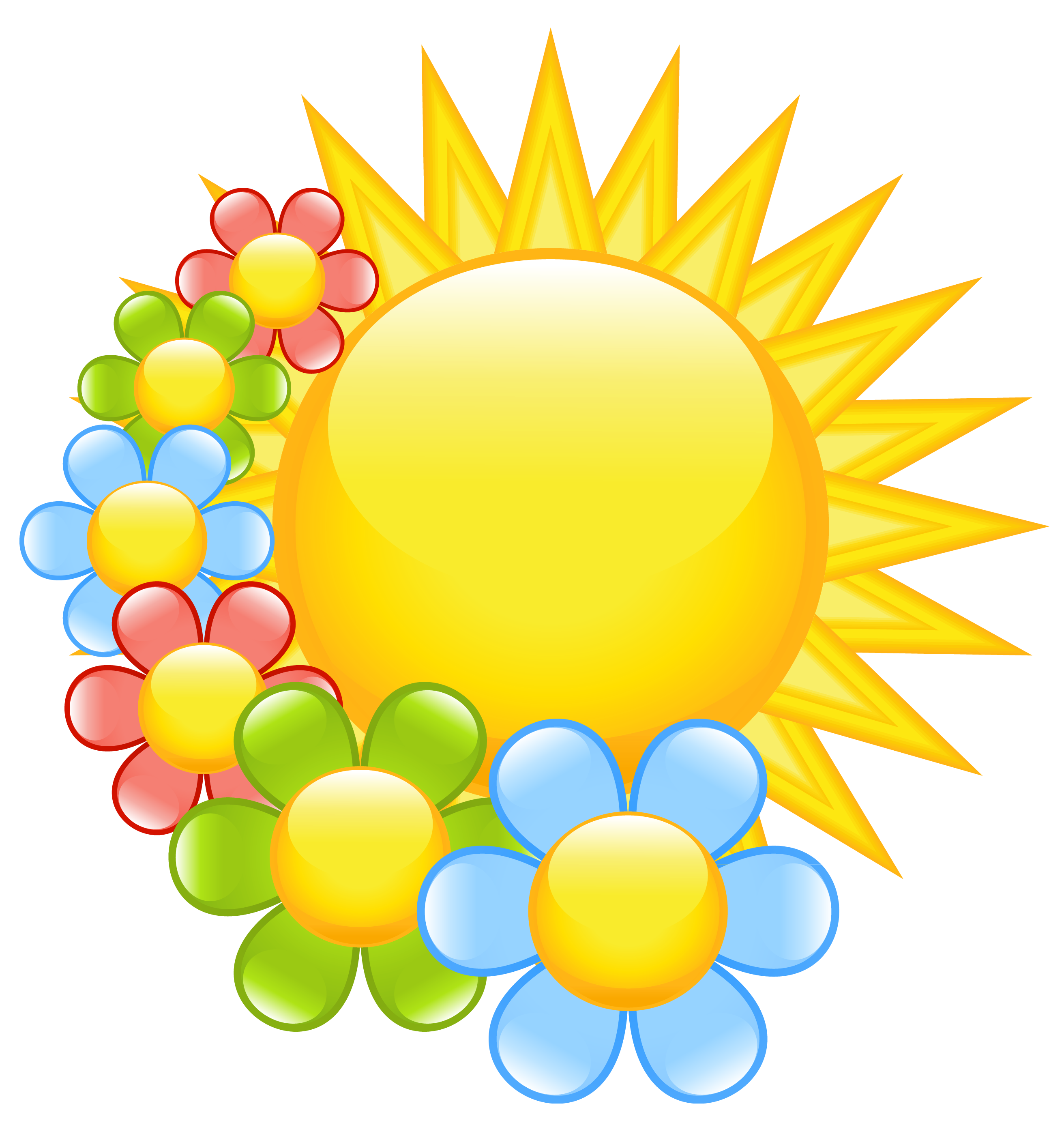 Spring Sun with Flowers Clipart