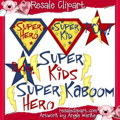 Superhero Word Art Clip art Graphics by Resale Clipart - $1.99 ...