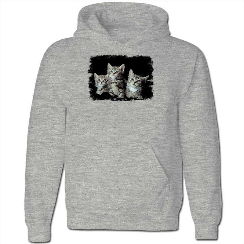 Grey Cat Family Looking Up and Scared Kids Hoodie Hoody | eBay