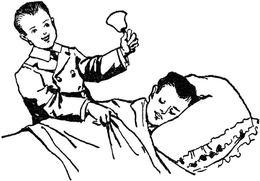 Boy Waking Another Boy with Bell | ClipArt ETC