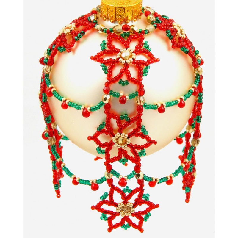 Cascading Poinsettia's Ornament Cover Pattern - Bead Patterns by ...