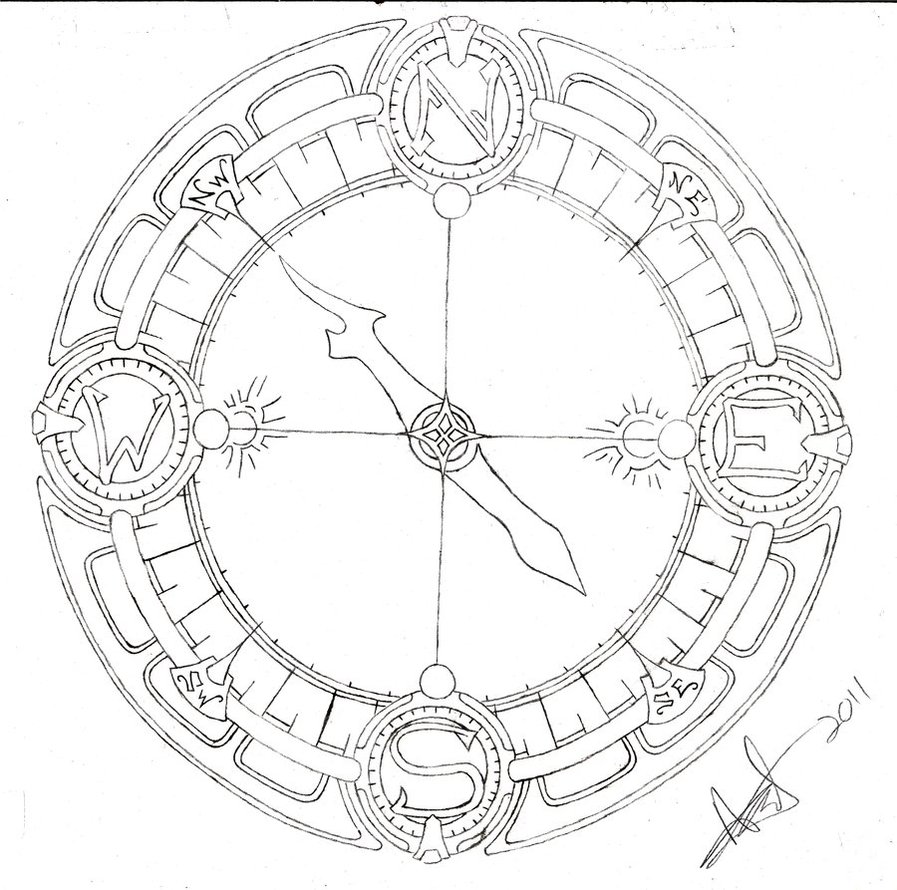 Compass Line-art by ShurumiTattoomi on DeviantArt