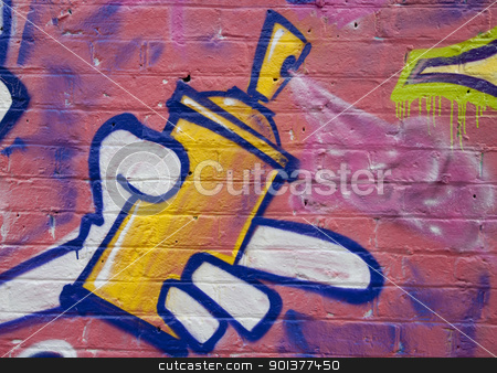 Graffiti: spray can in action stock photo