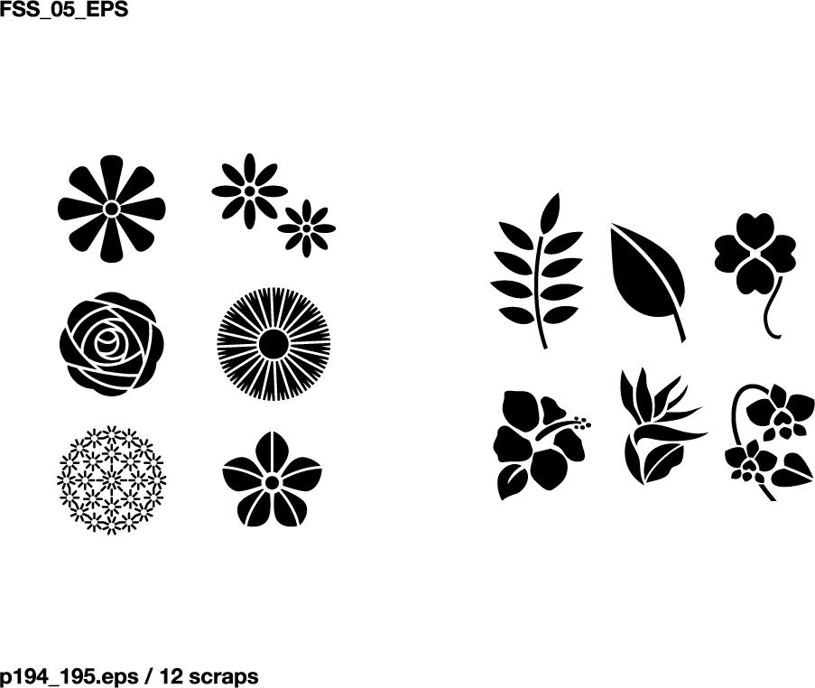 Various elements of vector silhouette flowers and trees 69 ...