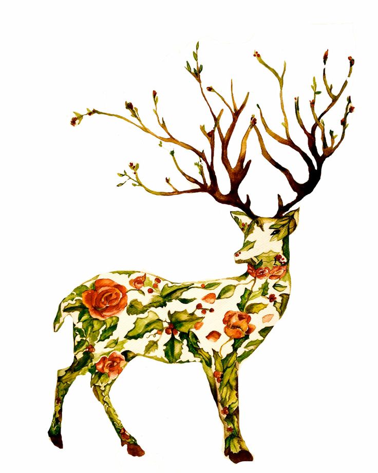 The holiday deer watercolor art print gift idea 2 prints special