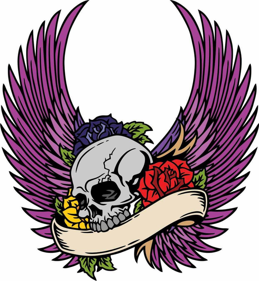 Skull With Wings And Roses Images & Pictures - Becuo