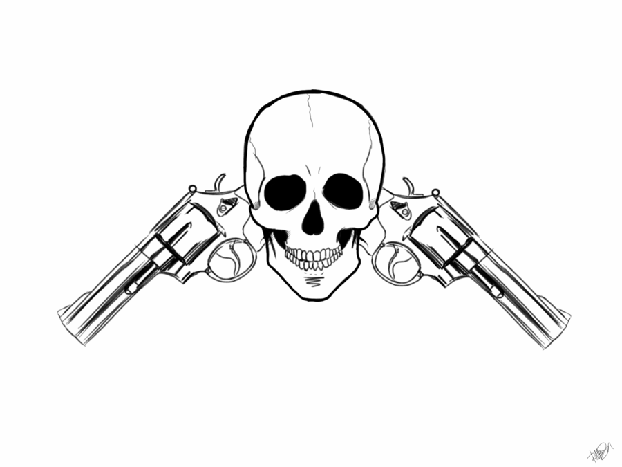 Guns and Skull by BigEvilGorilla on deviantART