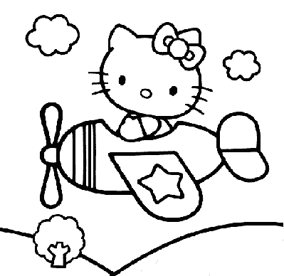 Hello Kitty Airplane Coloring Pages | kids world