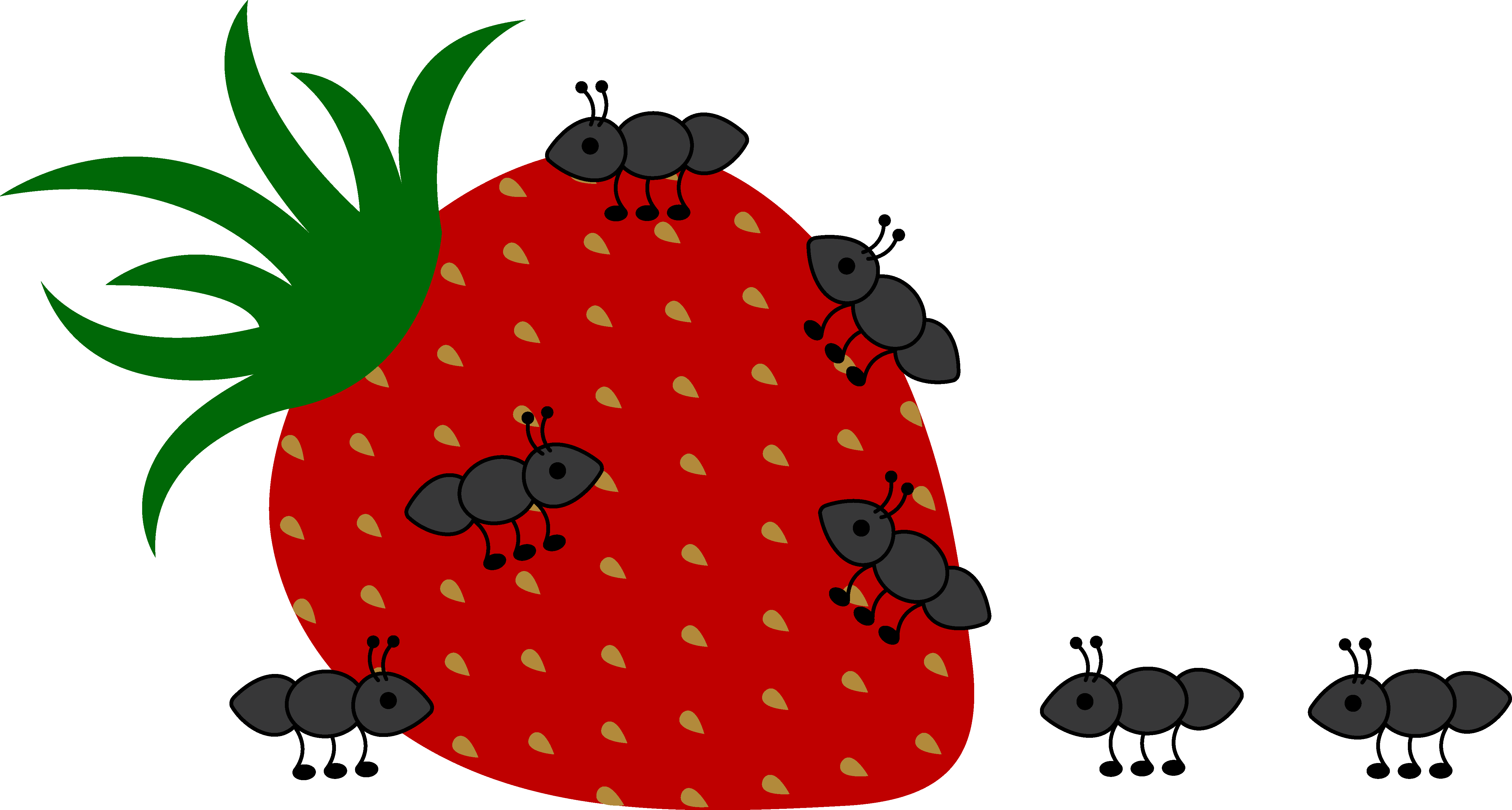Ants Crawling on Strawberry - Free Clip Art
