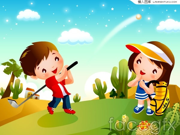 Golf cartoon child motion vector – Over millions vectors, stock ...