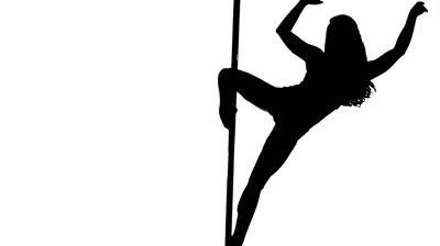 Silhouette Of A Sexy Female Pole Dancing On White Background Stock ...