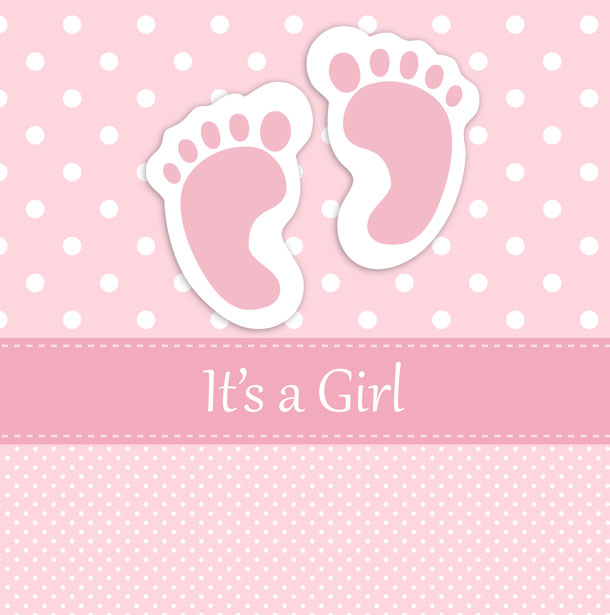 Baby Girl Footprints Card Free Stock Photo - Public Domain Pictures