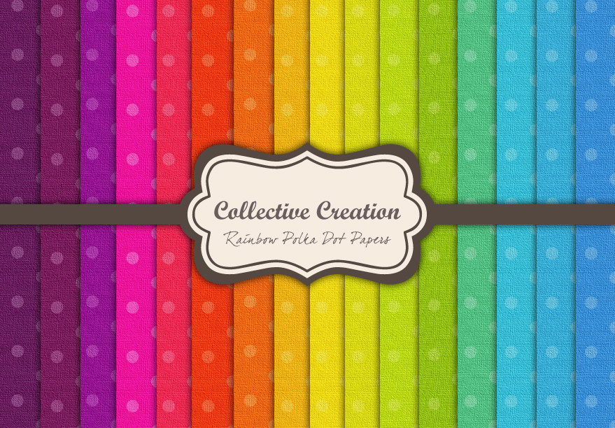 Rainbow Polka Dot Digital Paper Collection by CollectiveCreation