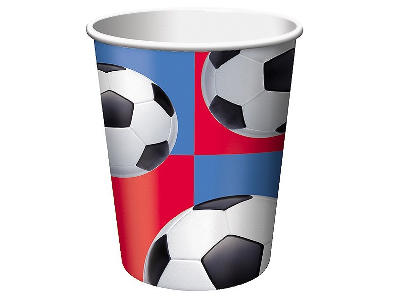 FOOTBAL SOCCER PAPER CUPS 8PK - Child Party - Birthday