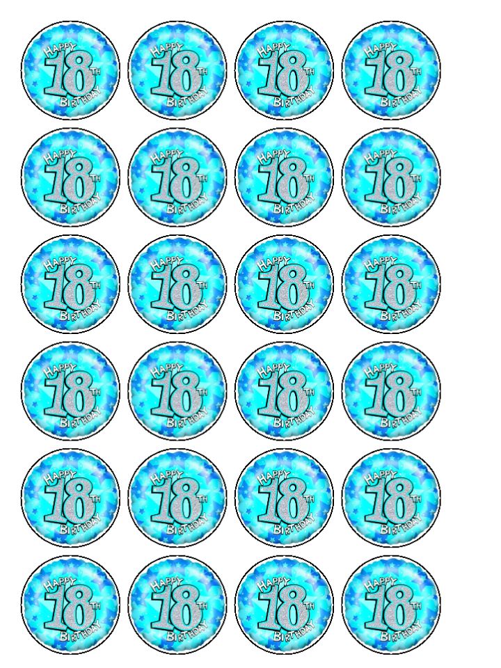 18th birthday edible cupcake toppers x 30 D107