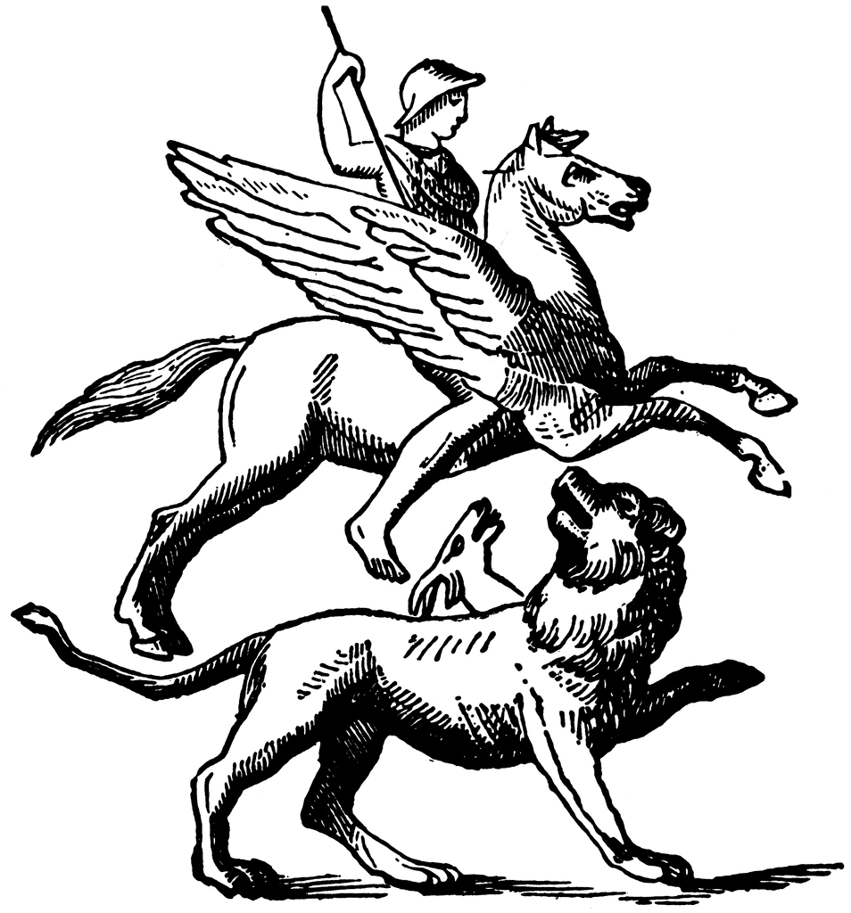 Bellerophon, Pegasus, and the Chimera | ClipArt ETC
