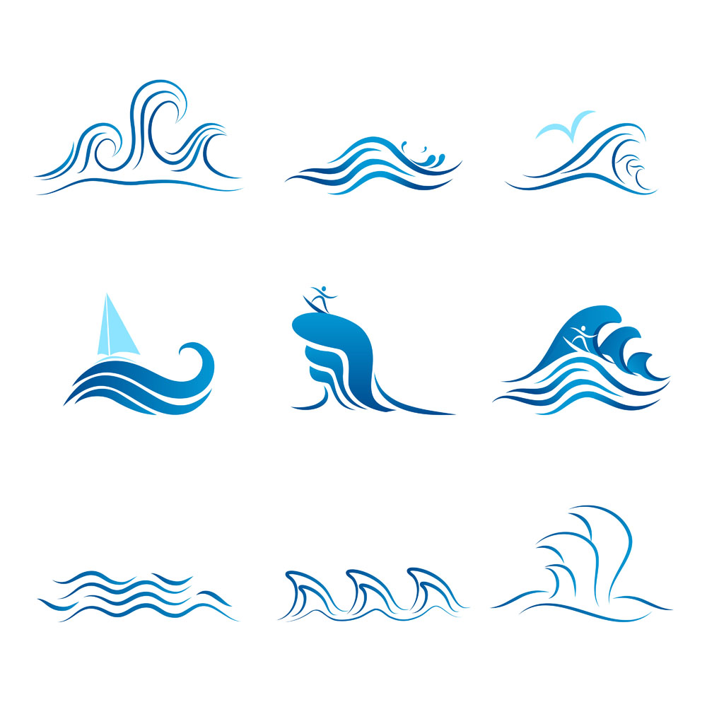 Blue waves graphics vector Free Vector / 4Vector