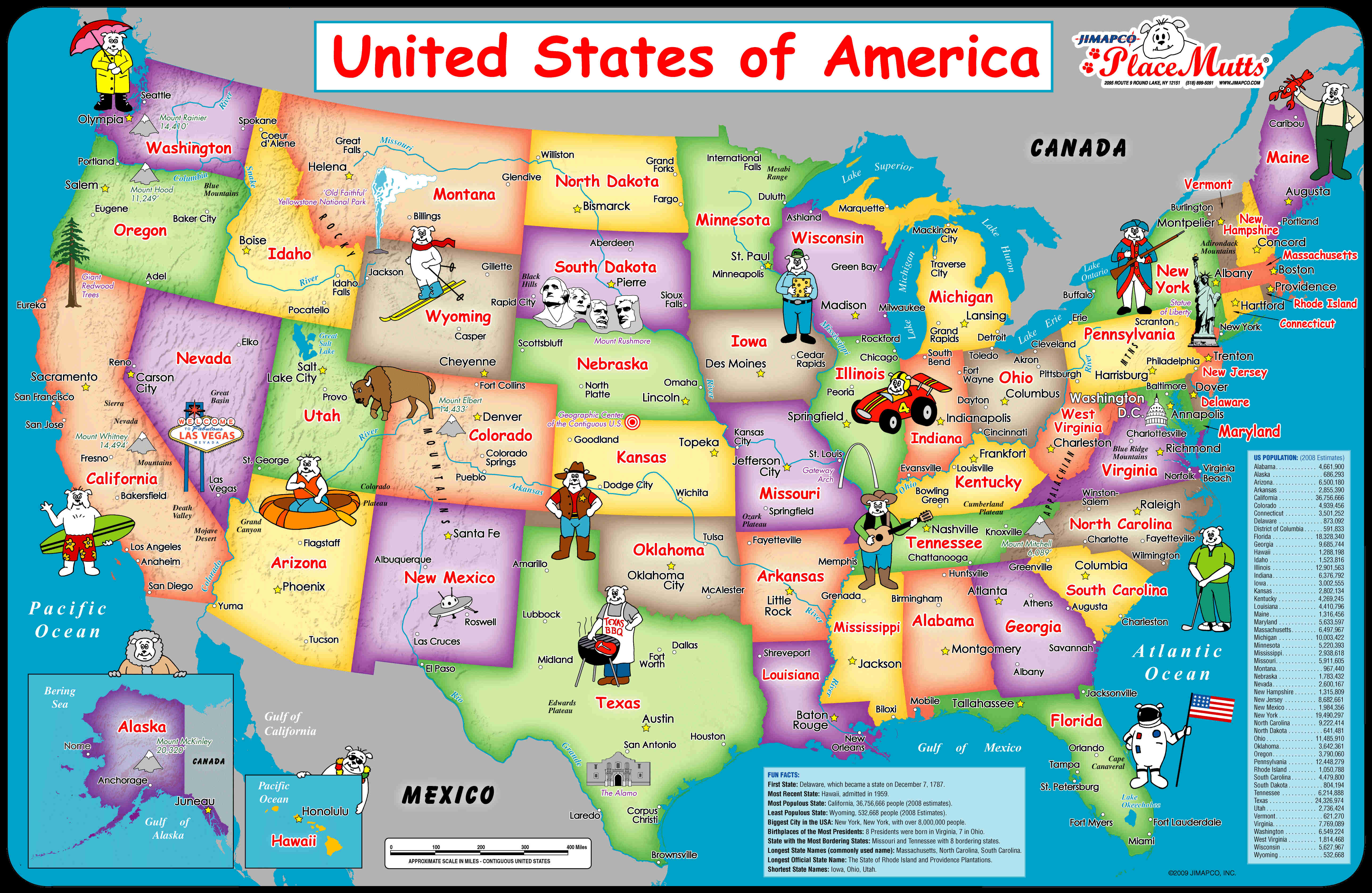 PlaceMutts® USA Paper Wall Map for Kids « Jimapco