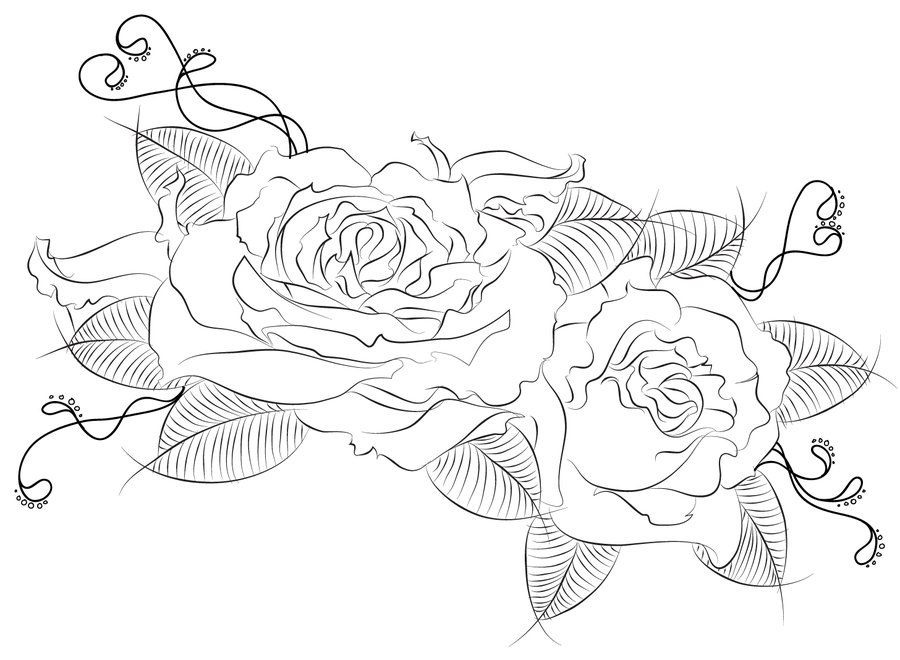 Rose Tattoo Line Art by StickyRicePlatter on DeviantArt
