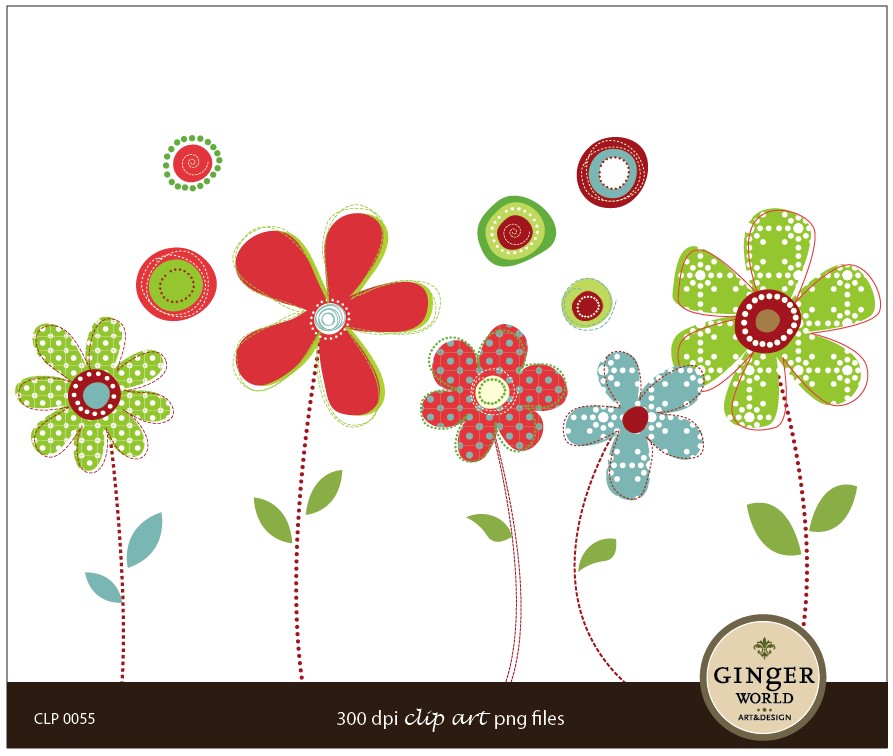 Items similar to Cute Whimsy Modern Flower Clip art Digital ...