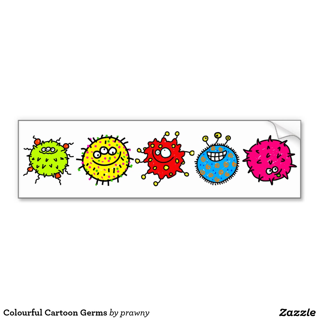 Colourful Cartoon Germs Car Bumper Sticker | Zazzle
