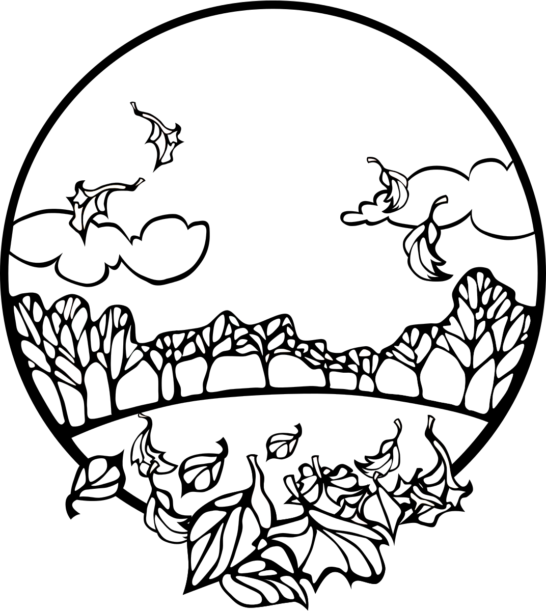 Fall Scene Coloring Page Clipart by pianoBrad : Coloring Cliparts ...