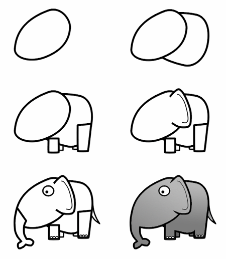 Drawing cartoon elephants