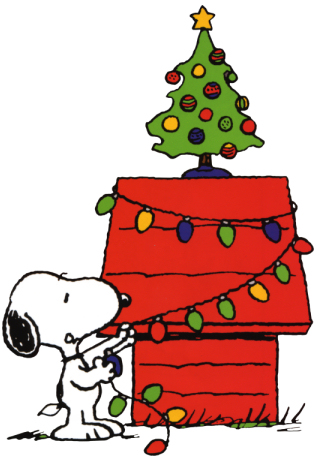 Snoopy decorates tree with Christmas lights Clipart Image - I-Love ...