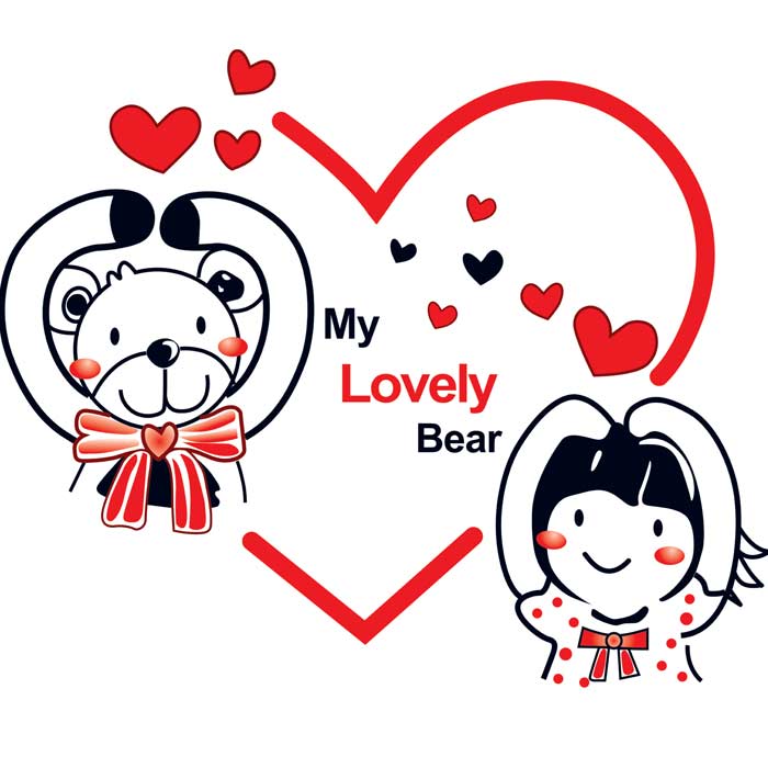 animation lovely bear vinyl wall art kids | Wholesale wall stickers