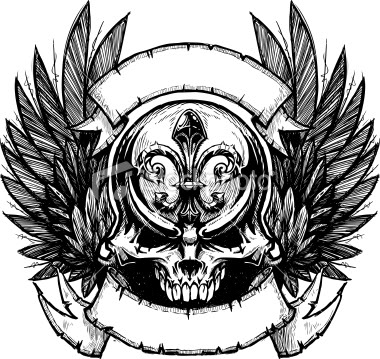 Ist Skull Wing Banner B W image - vector clip art online, royalty ...