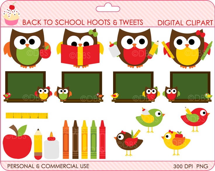 school clipart owls birds clip art digital - BUY 2 GET 2 FREE ...