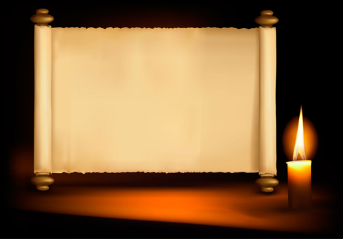 Old Paper Scrolls and candle design vector 05 - Vector Other free ...