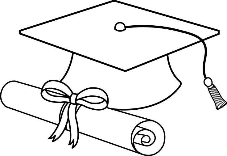 Flying Graduation Caps Clip Art | Graduation Cap Line Art - Free ...