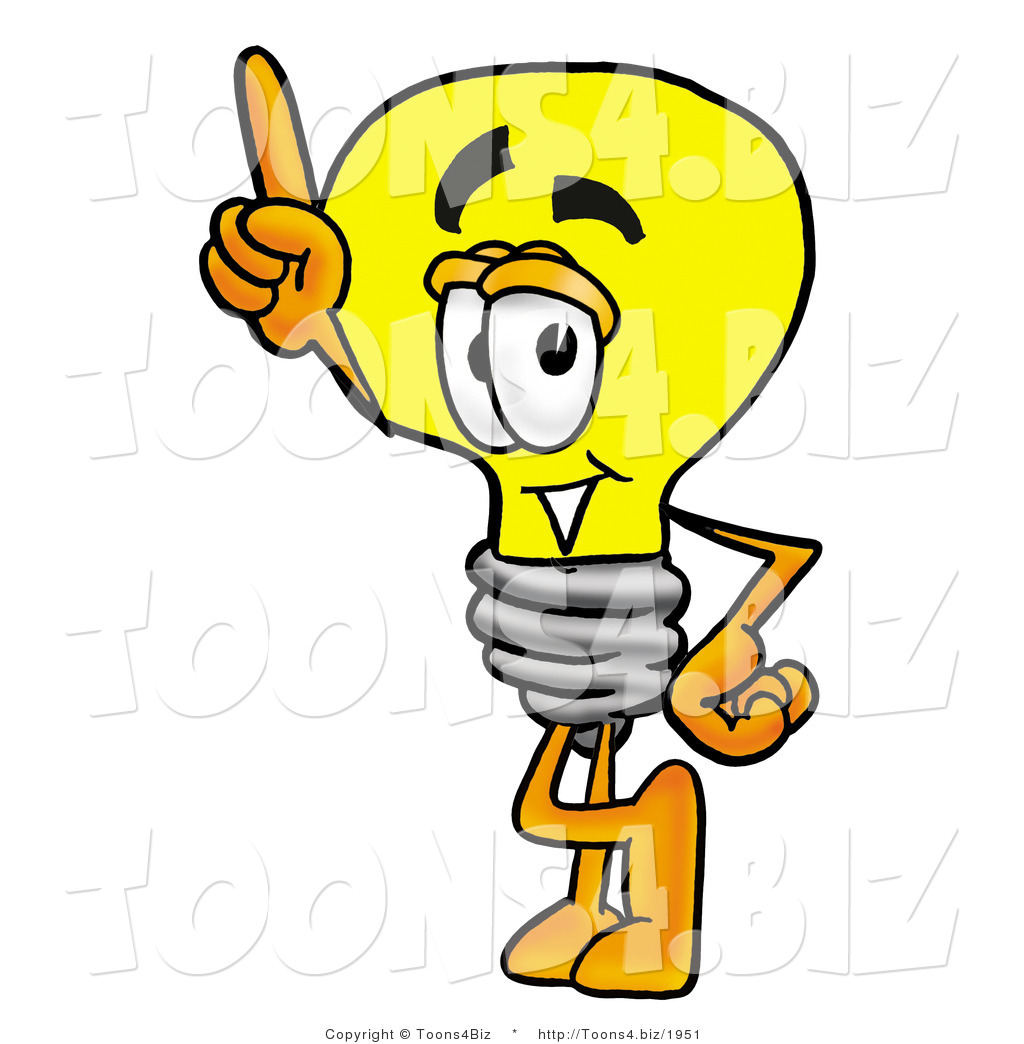 Illustration of a Cartoon Light Bulb Mascot Pointing Upwards by ...
