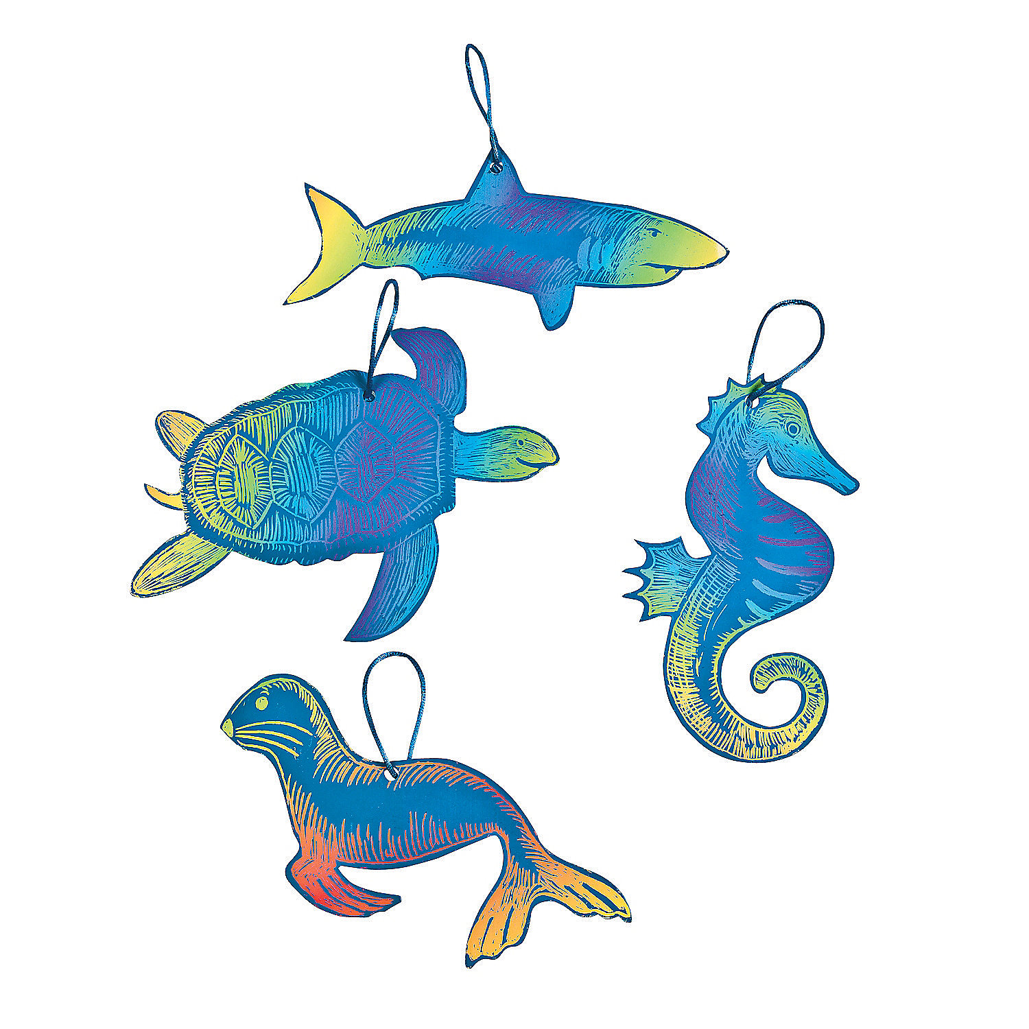 Magic Color Scratch Ocean Animal Ornaments - Oriental Trading