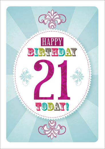 Happy Birthday 21 Today 21st Birthday Card - £2.50 - A great range ...