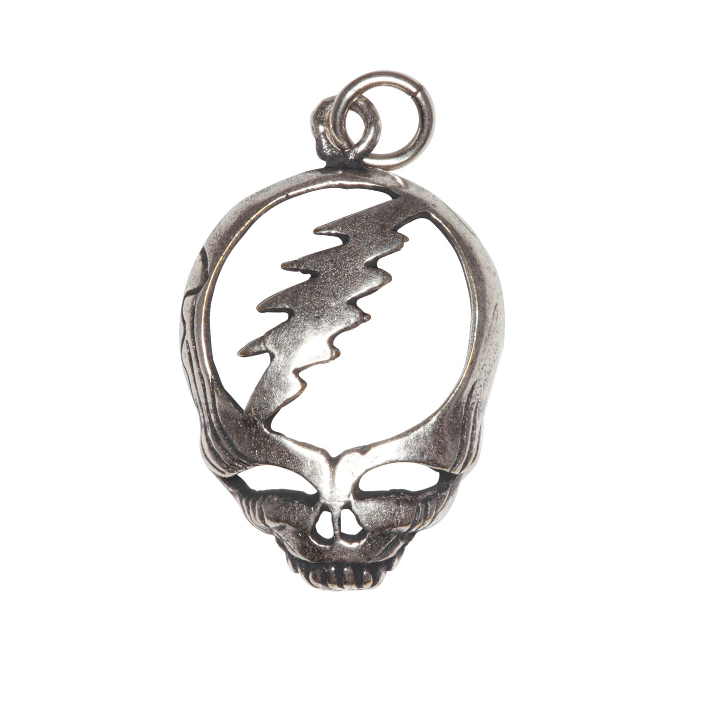 Sterling Silver Grateful Dead Lightning Bolt Skull Oxidized Pendant