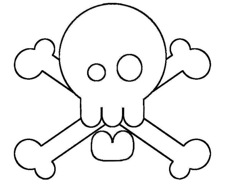 Free Silly Skull with Crossbones Template or Coloring Page